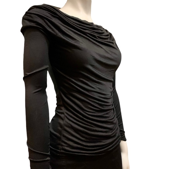 DEREK LAM BLACK COWL NECK BLOUSE - Picture 5 of 9